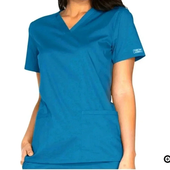 Cherokee Workwear Carribean Blue Scrub Top 💙 - Picture 1 of 6